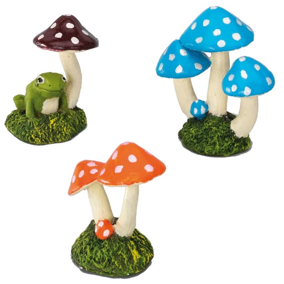 EUROPET BERNINA Farbenfrohe Pilze teils mit Frosch - Dekoration für Aquarium, Terrarium .....