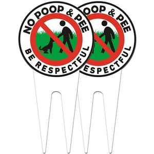 2 Pack No Poop and Pee Dog Signs Be Respectful for Yard Outdoor Lawn Garden - Picture 1 of 6
