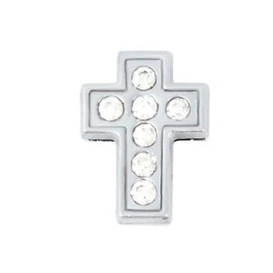 10 Silver Tone Alloy Rhinestone Cross Slide Charms Beads Fit 8mm Wristbands - Picture 1 of 6