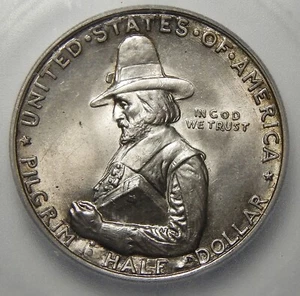 1920 ICG MS65 PILGRIM HALF DOLLAR SILVER COMMEMORATIVE - Picture 1 of 4