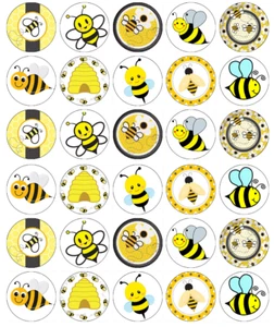 Bumble Bees x 30 Cupcake Toppers Edible Wafer Paper Fairy Cake Toppers - Picture 1 of 3
