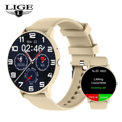 LIGE Smartwatch Damen Herren mit Fitness Schrittzähler Telefonfunktion Herzfrequenz