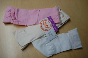 Girls 3 PAIR LOT FOOTED Spandex for Better Fit PINK WHITE IVORY Size 12-16 - Picture 1 of 1