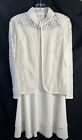 “I.C.Collection”Sz Small, 2pc Set.White,Open Lace Jacket & Maxi Lined Skirt.