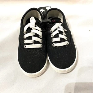 unbranded toddler girls black white lace up sneakers size 10 - Picture 1 of 3