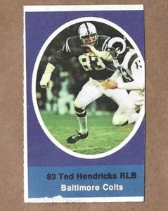 1972 Sunoco NFL Action Spieler Briefmarken Ted Hendricks HOF Baltimore Colts LB - Bild 1 von 1