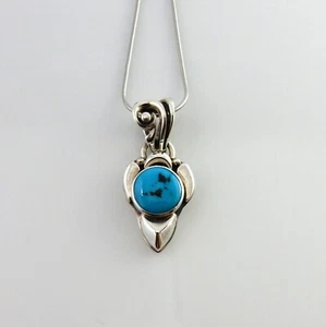 Colgante gota turquesa azul plata esterlina hecho a mano único en su clase - Imagen 1 de 4