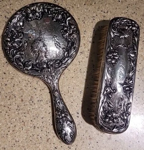 Silver Art Nouveau Vanity Brush Set Dora By Foster And Bailey - Picture 1 of 9