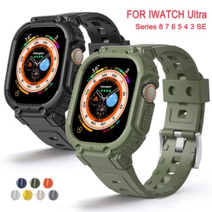 TPU For Apple Watch Series Ultra 8 7 6 5 SE 42/44/45/49mm Strap+Case Bracelet - Picture 1 of 14