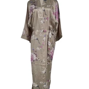 Kim + Ono Women's Tan Floral Kimono Robe One Size 3/4 Sleeve One Size Gorgeous - Picture 1 of 12