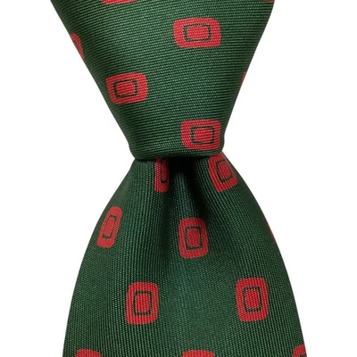 Corbata de hombre CHARVET 100 % seda FRANCIA diseñador de lujo geométrica verde/rojo nueva con etiquetas Foto 1 de 3