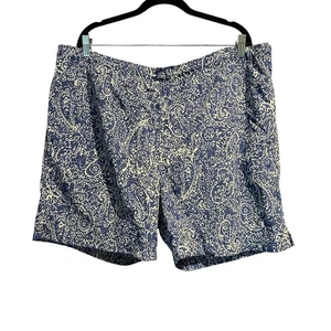 Lands' End Size XL Men's Swimming Trunks Blue White Paisley Vacation Cruise - Picture 1 of 11