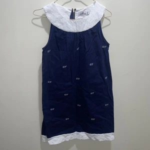 Girls Vineyard Vines Whale Embroidered Shift Dress w/Eyelet Trim Size 14 - Picture 1 of 8
