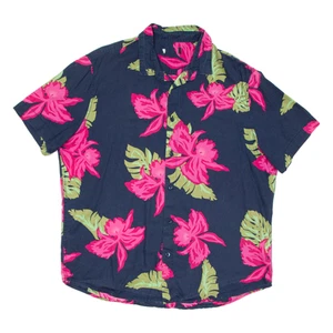 Mens Hawaiian Shirt Blue Floral L - Picture 1 of 6