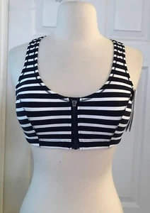 NEW BALANCE FOR JCREW PERFORMANCE ZIP-FRONT SPORTS BRA IN STRIPE SIZE XS G1674 - Picture 1 of 2