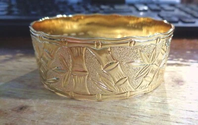 BRAZALETE BOSQUE BAMBÚ HAWAIANO TROPICAL 'OHE COBRE RELLENO ORO AMARILLO 18K 28 MM Foto 1 de 4