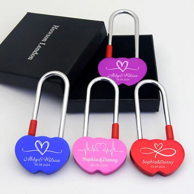HOWSON LONDON Personalised Engraved Padlock Love Lock for Bridge Name & Date Gift for Her Him