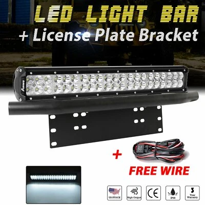 Soporte de montaje de placa de matrícula Bull Bar de 23"" + cable soporte de luz LED de 20 pulgadas Foto 1 de 4