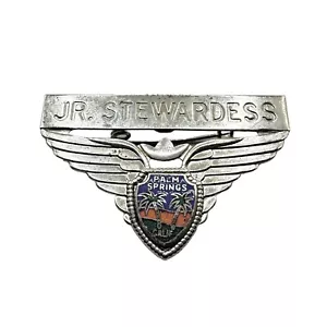 PALM SPRINGS Jr Stewardess Junior WINGS aviazione distintivo metallo spilla CA vintage - Foto 1 di 3