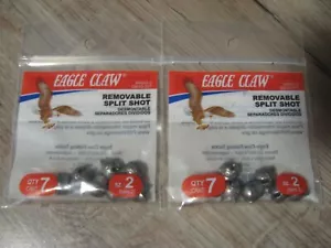 2 Packs Eagle Claw Removable Lead Split Shot Size 2 Sinkers (7 Per Pack) WRSS-2 - Picture 1 of 3