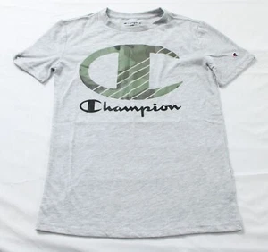 Champion Boy's Wavy Classic Logo Short Sleeve Tee CG2 Gray Heather Small NWT - Picture 1 of 5