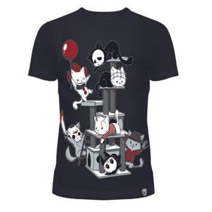 Cupcake Cult Horror Movie Cats Pennywise Hellraiser Jason T Shirt T-HCATS-BWR - Picture 1 of 3