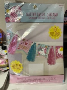 Magical Unicorn Glitter 10' Pennant Tassel Garland Party Decoration Supply New!! - Picture 1 of 2