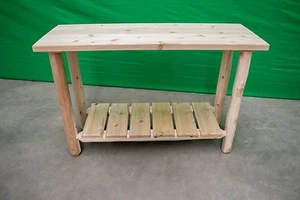 Solid Wood Log Sofa Table~Unfinished White Cedar | USA Handmade | Free Shipping - Picture 1 of 3