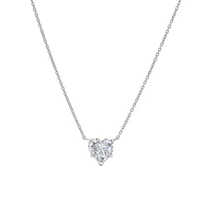 IGI E/VS 1.5 Ct Heart Lab Created Grown Floating Diamond Pendant 14K White Gold - Image 1 of 4