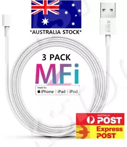 3X GENUINE MFI Certified Lightning Cable for Apple iPhone 14 13 12 11 X PRO MAX - Picture 1 of 3