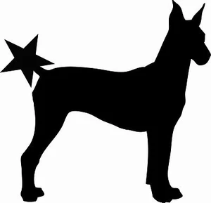 Deutscher Pinscher Stern am Schwanz, Hund Christbaumspitze oder Kranzdeko, silber - Bild 1 von 1