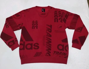 Adidas Sweatshirt Post Game Allover-Druck Rundhalsausschnitt weinrot Herren Gr. Large - Bild 1 von 9