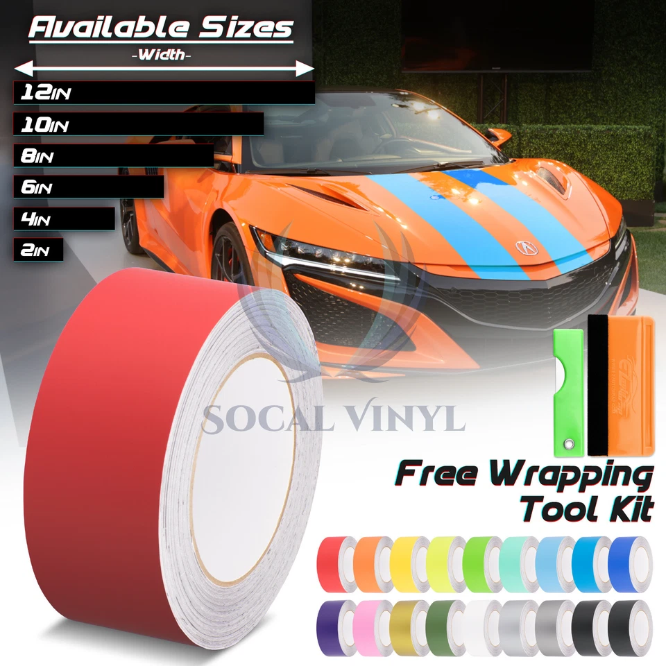 Calcomanías envolventes de vinilo de rayas de carreras de color mate para rayas Acura NSX 25 FT/50 FT Foto 1 de 4