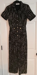 Jeans-Overall Molly grün schwarz/gold Muster Gr. XS Kurzarm gerades Bein - Bild 1 von 7