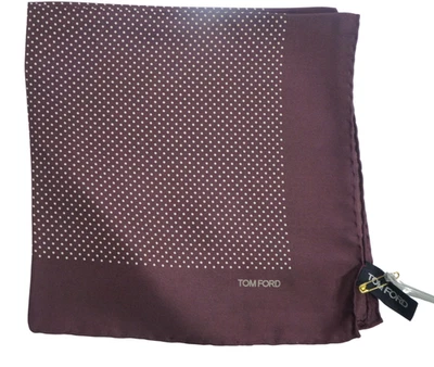 Новый с Ярлыками TOM FORD коричневый w белый горошек шелковый карман квадратный Италии 16» - Изображение 1 из 4