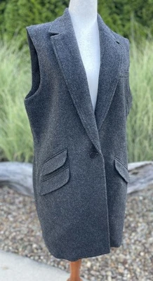 Chaleco de mujer Lauren Ralph Lauren gris oscuro mezcla de lana espiga talla XL Foto 1 de 4