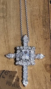 Vtg 925 SS CZ Victoria Wieck Cross Necklace Locket/Pendant, Milor Italy Chain  - Bild 1 von 19