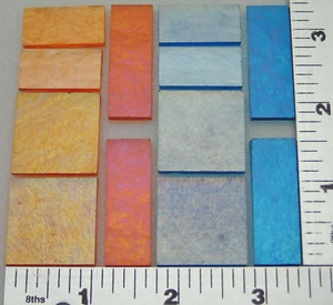 TURQUOISE & ORANGE 3 MIXED SIZES 1/2"x 1", 1/2"x 1 1/2", 1"x 1" BULLSEYE 90 COE - Picture 1 of 1