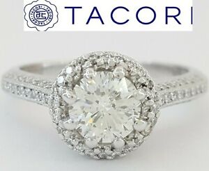 0.94 ct TACORI Simply Tacori 2502RDP55 Plat Round Diamond Halo Engagement Ring 