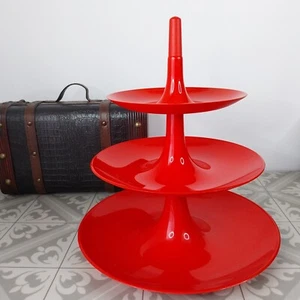 Koziol Babell 3 Tier Cake Fruit Stand Stacking Nesting Space Saving Red - Picture 1 of 9