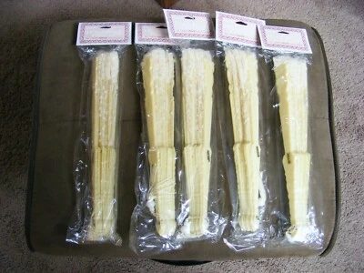 Abanico de mano para boda 5 Darice con encaje artesanía fiesta favor utilería nuevo en paquete crema Foto 1 de 2