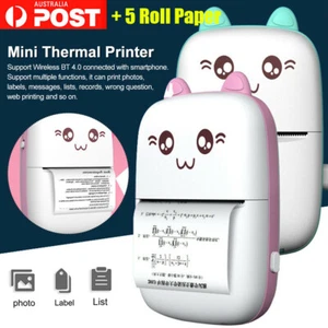 Mini Pocket Thermal Printer Bluetooth Phone Photos Label Printing Machine+5 Roll - Picture 1 of 15