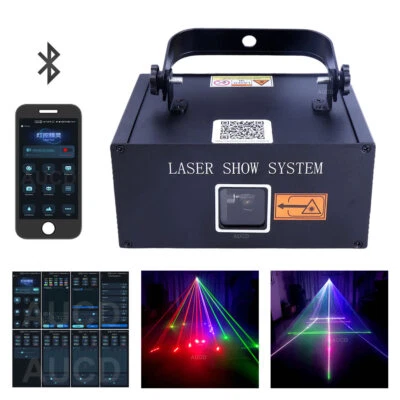 Portable iOS Android App Edit 3W RGB Animation DMX Stage Projector Laser Lights - Image 1 of 4