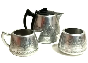 Vintage 1950s 3 Piece Teapot/Coffee Set Service Swan Willo Ware England - Picture 1 of 11