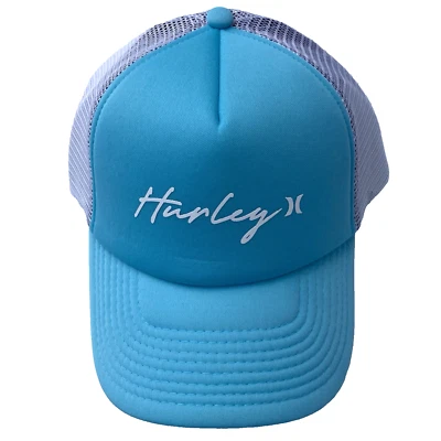 Sombrero de camionero Hurley Icon Script Topacio Niebla Azul Claro Snapback Nuevo con etiquetas Foto 1 de 4