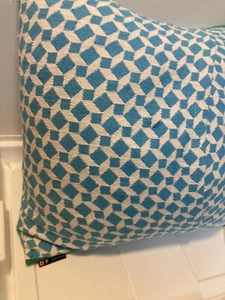 David Fussenegger DF Duck Filled Teal White Geometric Stripe Throw Pillow - Picture 1 of 20