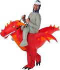 Adult Red Dragon Inflatable Costume Men`s Halloween Blow Up Dragon Ride On O/S