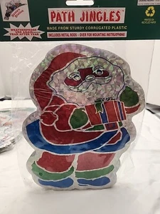 NOS Christmas Path Jingles Santa Corrugated Plastic Yard Art - Picture 1 of 5