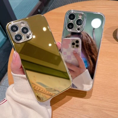 Funda delgada de goma con espejo dorado a prueba de golpes para iPhone 13 Pro 12 11 Pro Max Foto 1 de 4