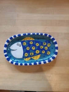 Lynn Morris Signed Art Pottery Fish dish plate - Picture 1 of 3